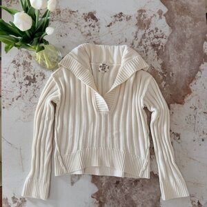 Hippie Rose Cream V-Neck Sweater